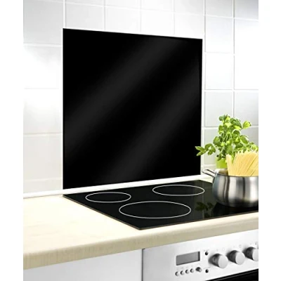 Image of Wenko Glass Back Panel Splash Guard, Tempered Glass, Black, 70 x 60 0.1 cm