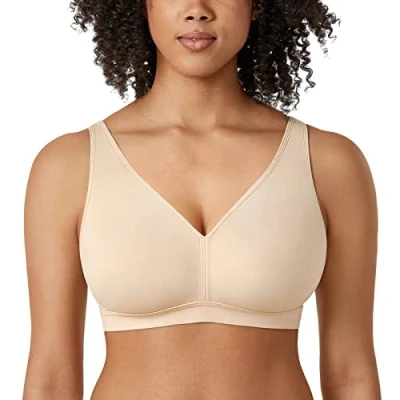 Image of AISILIN Non Wired Bras for Women Comfort Wireless Bralette Support Full Coverage Unlined Soft T Shirt Plus Size Bra Beige 42E
