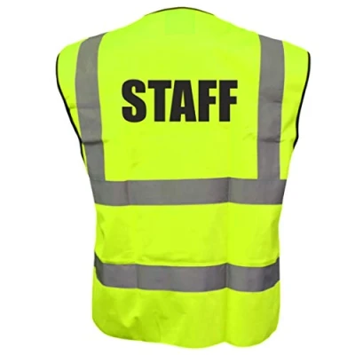Image of Staff Yellow Hi Vis Viz Safety Vest Waistcoat Reflective High Visibility EN471 BS large