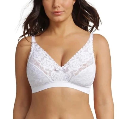 Image of Playtex Women&#039;s Flower Elegance Without Underwire Bra, White, 42B