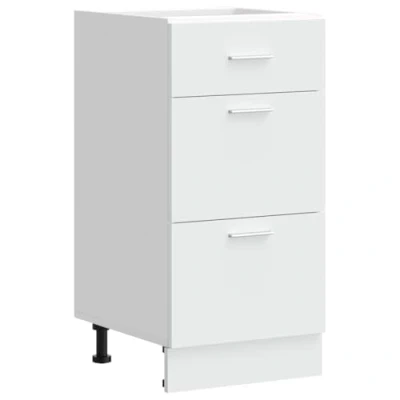 Image of vidaXL bottom cabinet white engineered wood kitchen storage 40x46x81.5 cm adjustable feet &amp; ample