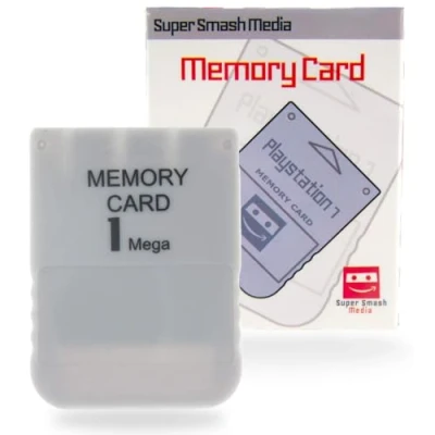 Image of SuperSmashMedia® PS1 Memory Card 1MB (For PlayStation 1, PSX, Psone) [Grey]