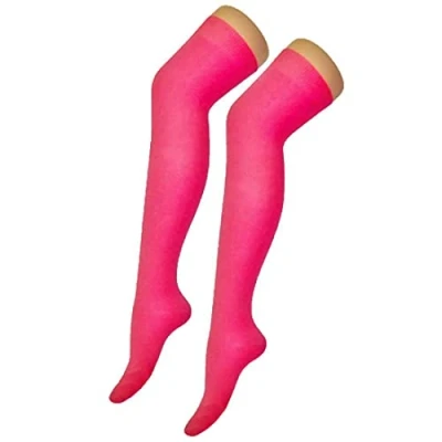 Image of Ladies Over The Knee Plain Socks Womens Neon Colours Thigh High OTK Girls