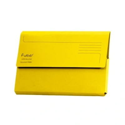 Image of Exacompta Forever Document Wallets Perfect for Storing Documents Recycled 290 gsm Board 34.5 x 24.5 cm in Size A4/Foolscap Yellow Pack of 25.