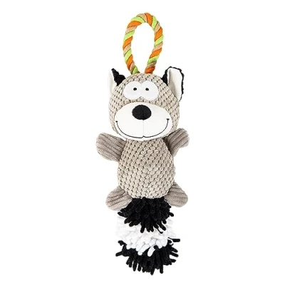 Image of Bayer Design EDUPET 06006AA Dog toy raccoon plush with rope, squeaking