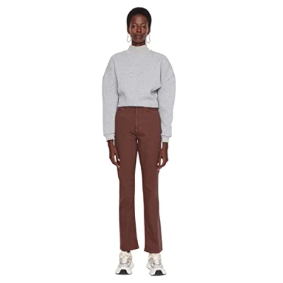 Image of Trendyol Women&#039;s Herren Hoher Bund Flared Jeans, Brown, 38