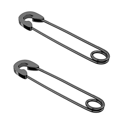 Image of sharprepublic Paper Clip Earring Stainless Steel Safety Pin Earrings Dangle 1 Pc Black
