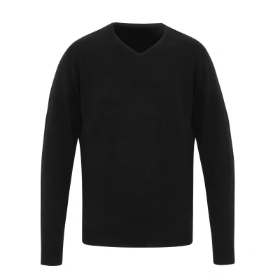 Image of Premier Mens Essential Acrylic V Neck Sweater (Black) Size Small
