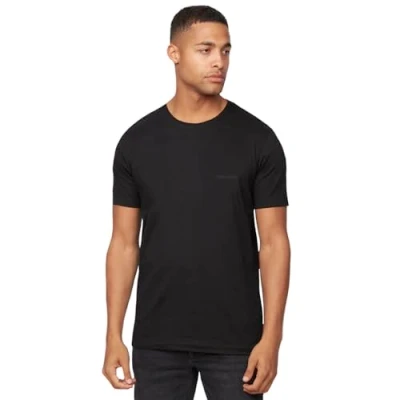 Image of Crosshatch Mens Graphic and Plain Crew Neck Tee T Shirt Short Sleeve Top by JEANBASE Black L