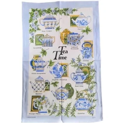 Image of Samuel Lamont Tea Time Cotton Towel, Blue,76.00 x 46.99 cms