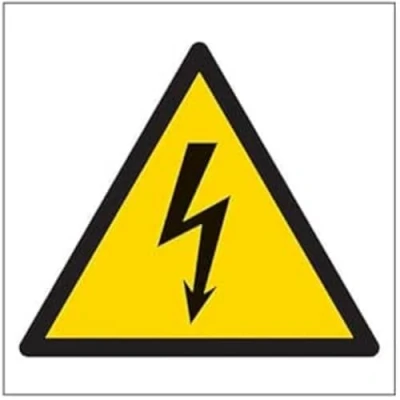 Image of V Safety 61013AT S Warning Electic Sign Square 200mm x Self Adhesive Vinyl, Black/Yellow
