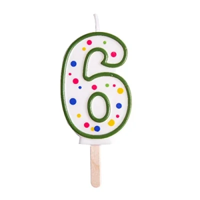 Image of PME Green Number 6 Candle, Large Size