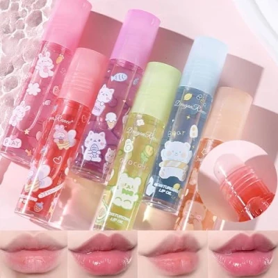Image of DENESTUP 6pcs Roll On Lip Gloss Set, Fruit Flavored Set Glossy Make up for Kids and Teens, Non Toxic, Kid Friendly, Party Gift, Best Friends