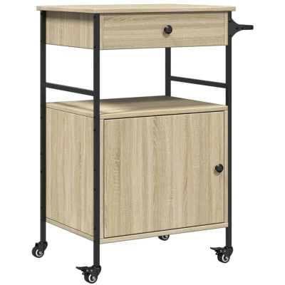 Image of vidaXL Kitchen Trolley Sonoma Oak 56x43x89.5 cm Engineered Wood