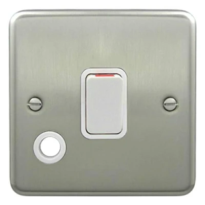 Image of Deta 1935SCW Double Pole Switch with Flex Outlet 20 Amp Satin Chrome/White Insert