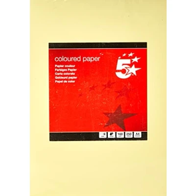 Image of 5 Star Coloured Card Multifunctional 160gsm A4 Light Yellow [250 Sheets]