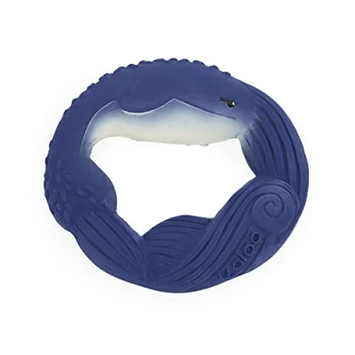 Image of Kaloo Petit Calme Natural Rubber Teething Ring Blue Whale 3.9&quot;/10 cm Soft and Ergonomic Massaging Effect From Birth Onwards K970704