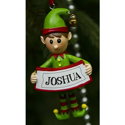 Image of Boxer Gifts Joshua Elf Christmas Tree Decoration Xmas Bauble Ornament Gift One for The Whole Family, Ceramic, Multi Colour, 8 x 4.5 2 cm