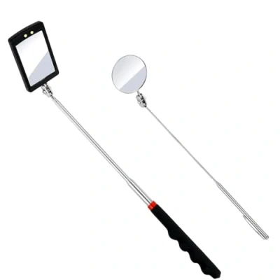 Image of JinRui T 2PCS Telescopic Inspection Mirror, LED Mirror,Portable Round 360 Degree Rotating Mirror Flashlight and Round/Square
