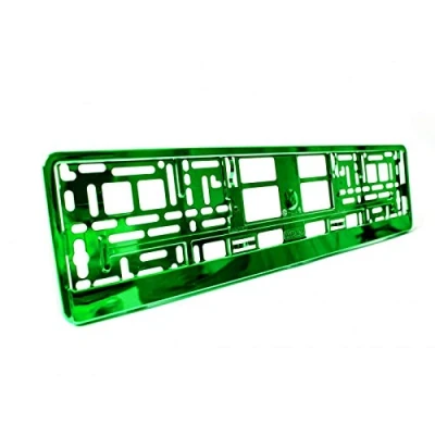 Image of 2 x Green Chrome Metallic Universal Number Plate Surrounds Holders Frames M