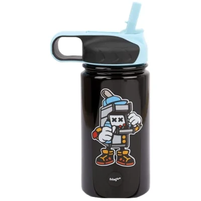 Image of Fringoo 350ml Toddler Water Bottle Insulated Stainless Steel and Straw Fliptop Durable Cool Design Little Gamers