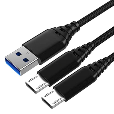 Image of PS4 Controller Charger Cable,2 Pack 3M/10FT Micro USB Cable Charging Sync Cord for Sony PlayStation 4/Dualshock 4/ PS4/ Slim/ Pro,Microsoft Xbox One/One S/One X,Play and Charge Wire,Extra Long