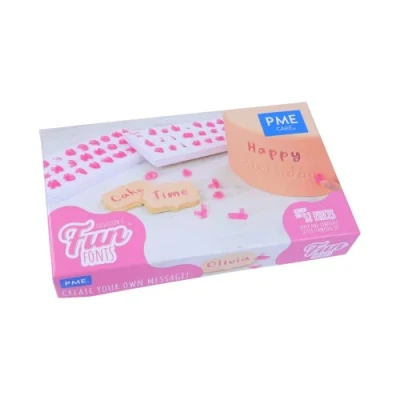 Image of PME FF58 Fun Fonts Alphabet Letters Upper and Lower Case for Cake Design, Set of 52, Collection 3, Plastic, Pink,X Small