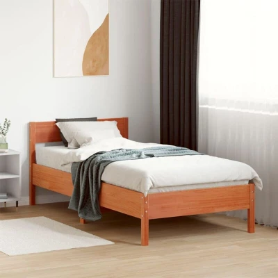 Image of vidaXL Bed Frame without Mattress Wax Brown 90x190 cm Single Solid Wood Pine