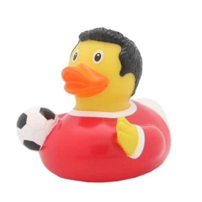 Image of Lilalu Red Footballer Rubber Duck Bath Toy