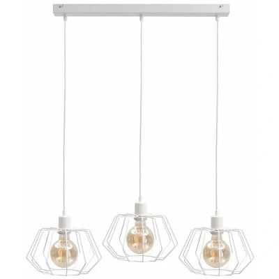 Image of Luna Bar Pendant Ceiling Light White, 63cm, 3x E27