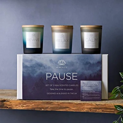 Image of PAUSE SERENITY SET OF3 SCENTED GLASS CANDLES