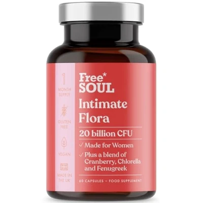 Image of Probiotics for Women 20 Billion CFU Fortified with 15,000mg Cranberry, Fenugreek &amp; Chlorella Bio Cultures Women&#039;s Intimate Flora Vegan Gut Health 60 Capsules Free Soul