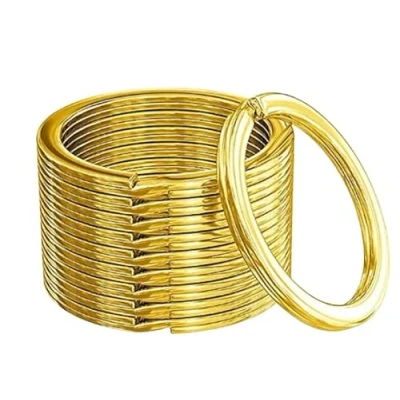 Image of Rohans 10 Pcs 25 mm Metal Flat Split Key Ring Circular Keychain Hoops Keyring Loop Connector (Gold)
