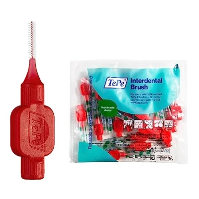 Image of TePe Interdental Brush, Original, Red, 0.5mm/ISO 2, 20pcs, Plaque Removal, efficient Clean Between The Teeth, Tooth Floss, for Narrow Gaps