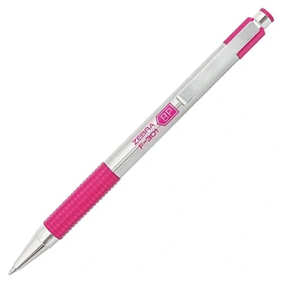 Image of Zebra F 301 Stainless Steel Retractable Ballpoint Pen, 0.7mm, Pink, (37111) by Pen