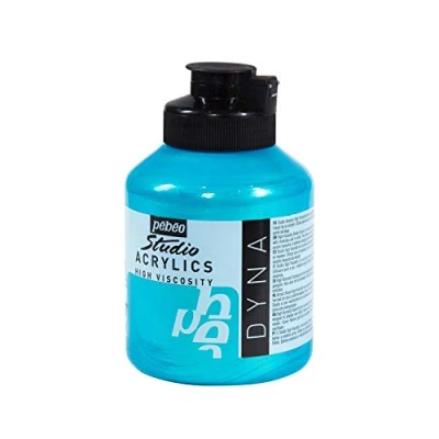 Image of Pébéo 172357 Studio Acrylics Fine Acrylic Paint Iridescent Blue Green, 500 ml, (Pack of 1)