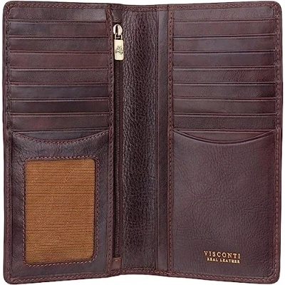 Image of VISCONTI Mens Jacket Coat Veg Leather Wallet for Credit Cards, Notes, RFID Protection TSC45 (Brown)