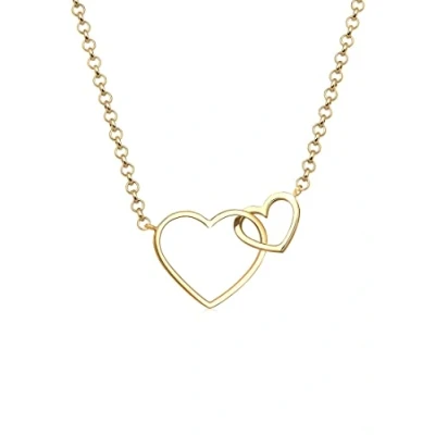 Image of Elli Women Gold Plated 925 Sterling Silver Heart Necklace of Length 45cm 0112390216_45