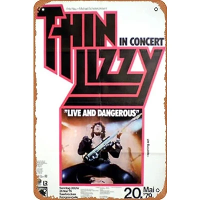 Image of Thin Lizzy concert Poster Retro Metal Tin Sign Vintage for Home Coffee Wall Decor 8x12inch