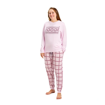 Image of Munich Womens Long Sleeve Pajamas MUDP0100 Pink Size Large