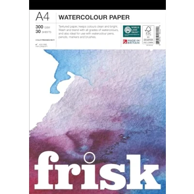 Image of Frisk Watercolour Paper Pad 300gsm Cold Pressed/Not 30sheets A4