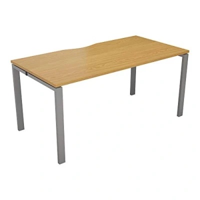 Image of Office Hippo &quot;OH1680COSVOK/1P Single Bench Desk with Cut Out Cable Port, Wood, Oak, 80 x 160 73 cm