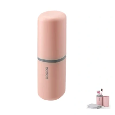 Image of Meiyijia Travel Water Cup Set, Toothbrush Holder for Toothbrushes and Toothpaste, Cup, Suitable Camping, Travel, Business Trips, Pink