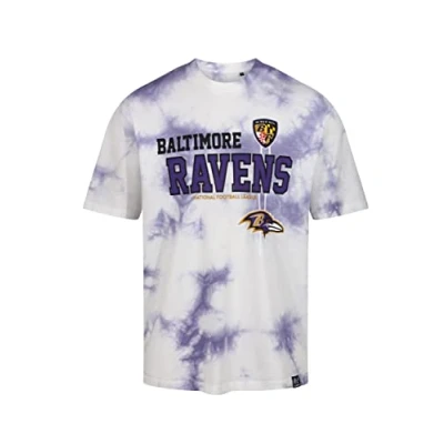 Image of Recovered Baltimore Ravens NFL Tie Dye Relaxed Oversized T Shirt White Purple