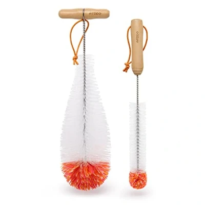 Image of ATDDO Bottle Brush for Cleaning, Set of 2 Compatible with SodaStream Glass Bottle, Long Water Cleaner Narrow Neck