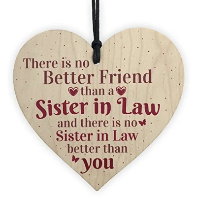 Image of RED OCEAN Handmade Sister In Law Wooden Heart Shabby Chic Thank You Gifts For Her Friendship Sign