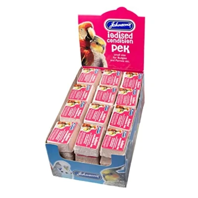 Image of 10 PACK JOHNSONS IODISED CONDITION PEK BLOCK BUDGIE PARROT BIRD CAGE HANGING TREAT
