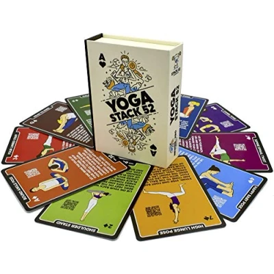 Image of Stack 52 Yoga Exercise Cards: Designed by Certified Instructor. Video Instructions Included. Beginner to Advanced Poses and Asana Workout Games. Improve Fitness Flexibility (Base Deck)