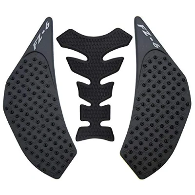 Image of KYN for Yamaha FZ6 FZ6N 2006 2007 2008 2009 2010 Motorcycle Transparent 3M Gas Tank Pad Anti Slip Stickers Side Fuel Grip Decal Protector (Black)