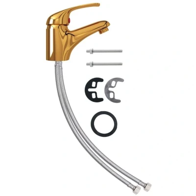 Image of vidaXL Basin Mixer Tap Gold 13x10 cm